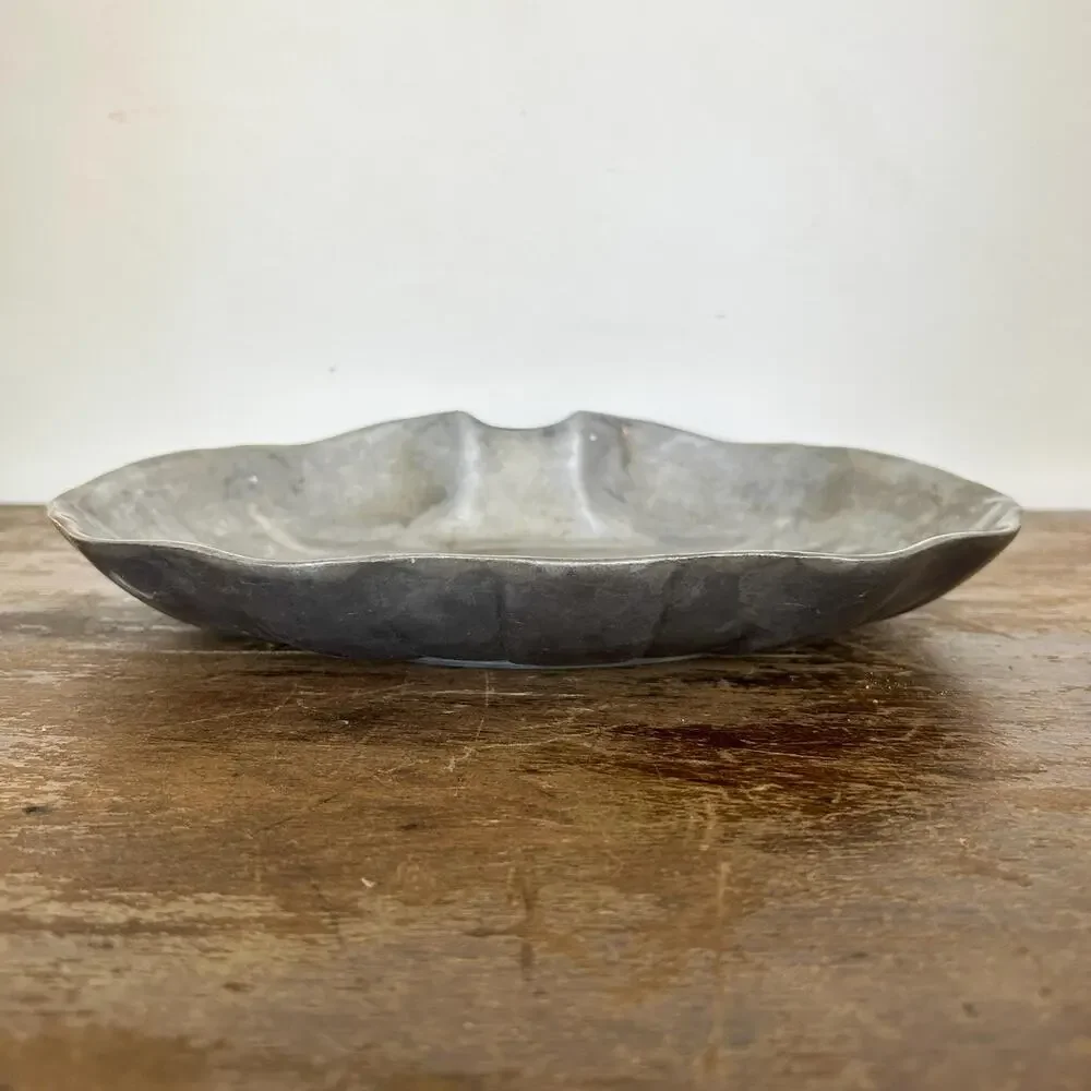 Vintage Solid Pewter Shell Tray | Clam Shell Serving Platter | Cottagecore